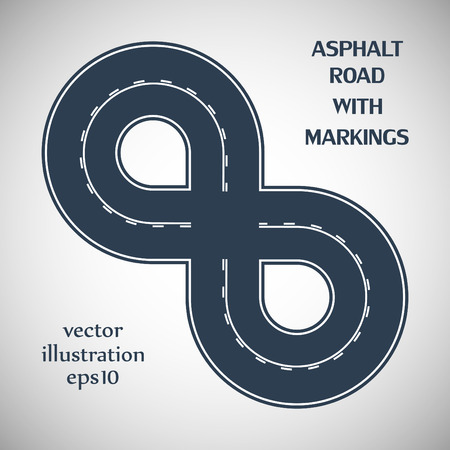 Asphalt road gray color with white double solid and intermittent marking on the gray backgroundのイラスト素材