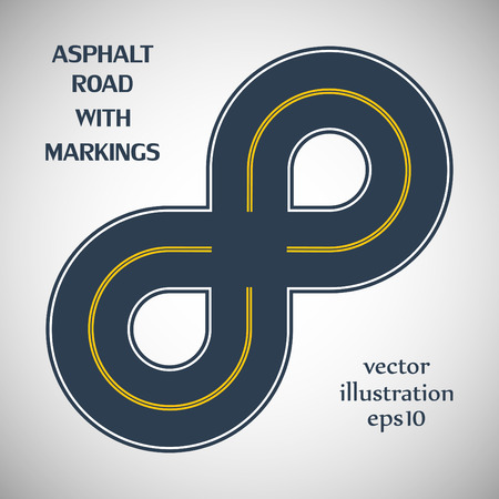 Asphalt road gray color with yellow solid double marking on the gray backgroundのイラスト素材