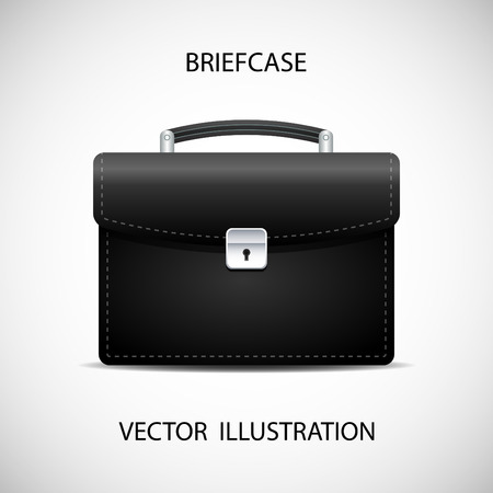 Black realistic briefcase on the gray backgroundのイラスト素材