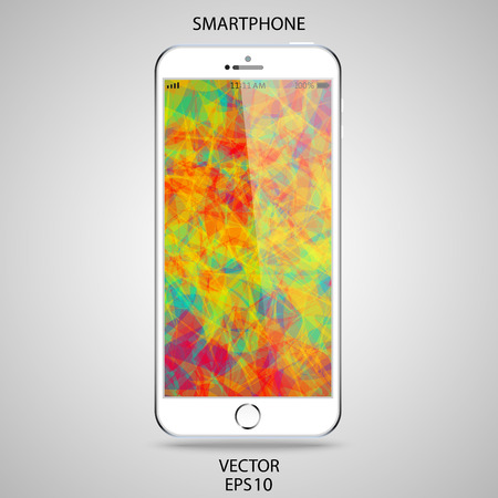 realistic detailed smartphone with touch screen isolated on a gray backgroundのイラスト素材