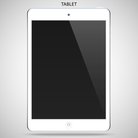 realistic detailed tablet with touch screen isolated on a gray backgroundのイラスト素材