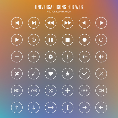 set of universal icons for the Internet and mobile media devices on the blurred abstract background. stock vector illustration eps10のイラスト素材