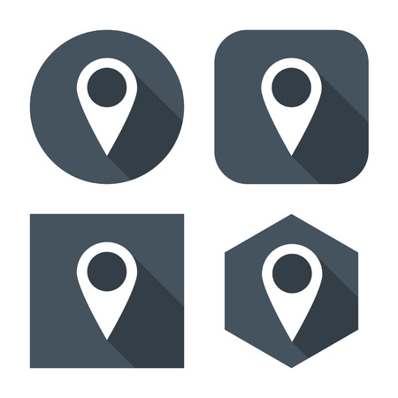 set pointers icons for map in the style flat design gray color on a white backgroundのイラスト素材