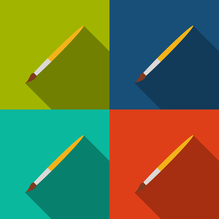 brush icons set in the style flat design on a background different color. stock vector illustration eps10のイラスト素材