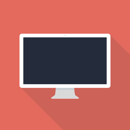 monitor icon in the style flat design on the red background. stock vector illustration eps10のイラスト素材