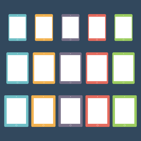 tablet icons set in the style flat design on the dark background. stock vector illustration eps10のイラスト素材