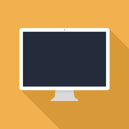 monitor icon in the style flat design on the yellow background. のイラスト素材
