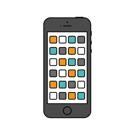 smartphone icon in the style thin line flat design isolated on white background.のイラスト素材