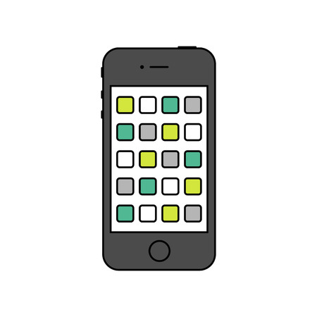 smartphone icon in the style thin line flat design isolated on white background.のイラスト素材