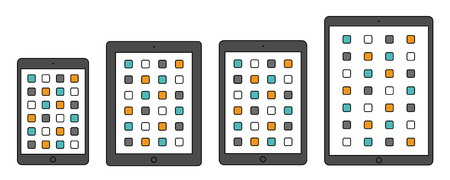 tablet icon set in the style thin line flat design isolated on white background.のイラスト素材