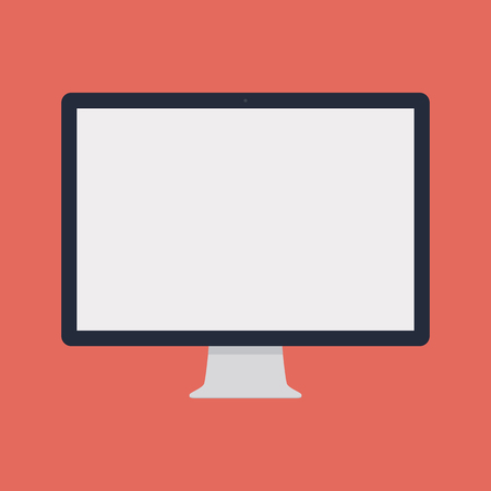 computer icon in the style flat design isolated on red background.のイラスト素材