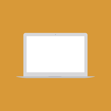laptop icon in the style flat design isolated on yellow background.のイラスト素材