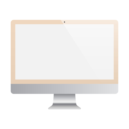 monitor gold color with blank screen isolated on white background.のイラスト素材