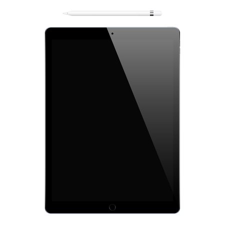 tablet black color and pencil or stylus isolated on white background. stock vector illustration eps10のイラスト素材