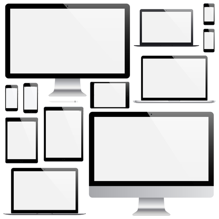 Mock up gadget and device with blank screen illustration.のイラスト素材