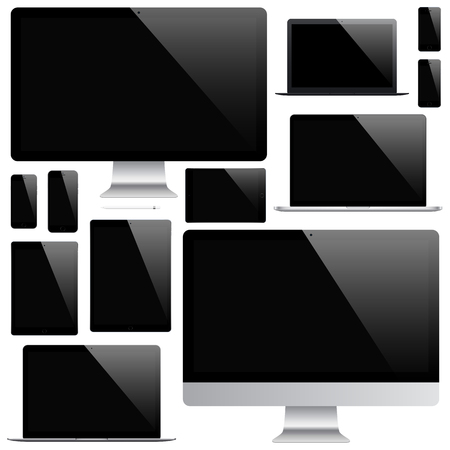Mock up gadget and device with blank screen isolated.のイラスト素材