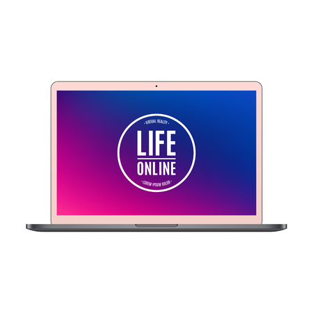 laptop rose gold color with colored screen isolated on white background. stock vector illustration eps10のイラスト素材