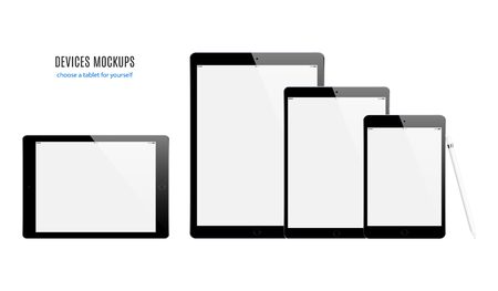 tablet mockup set with blank screen isolated on white background. stock vector illustration eps10のイラスト素材