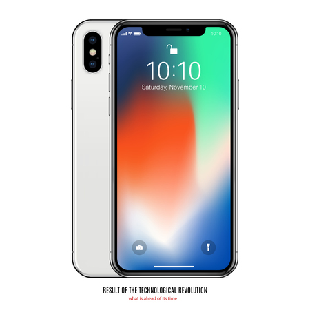 Smartphone with colored screen front and back side vector illustrationのイラスト素材