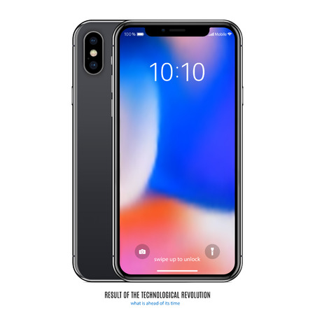 Smartphone with colored screen front and back side vector illustrationのイラスト素材