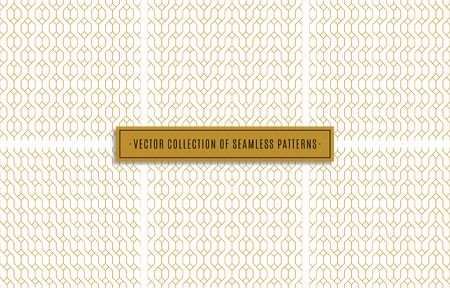 seamless patterns set of golden color on white background. stock vector illustration eps10のイラスト素材