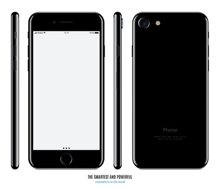 smartphone mockup in black color with blank screen front, back and side on white background. stock vector illustration eps10のイラスト素材