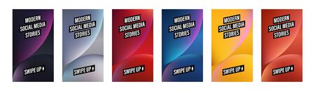 stories for social media, creative design template set of flyers for networks isolated on white background. stock vector illustrationのイラスト素材