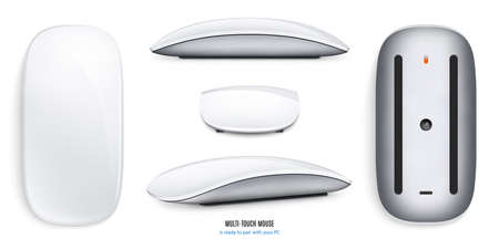 mockup of mouse for computer silver color isolated on white background. stock vector illustrationのイラスト素材
