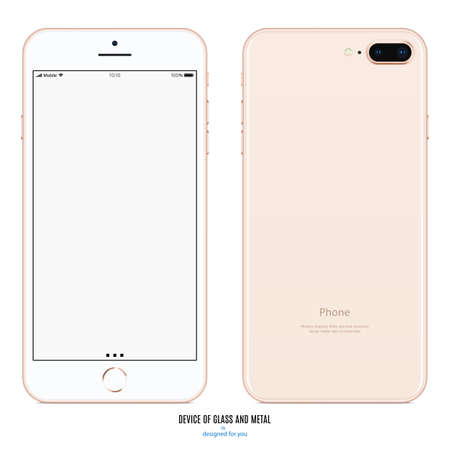 smartphone pink color with blank screen front and back side view isolated on white background. stock vector illustration eps10のイラスト素材