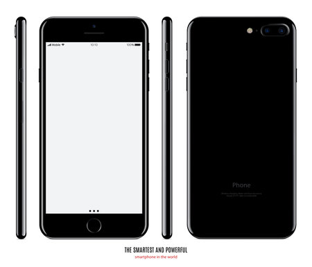 smartphone black color with blank screen front, back and side view isolated on white background. stock vector illustration eps10のイラスト素材