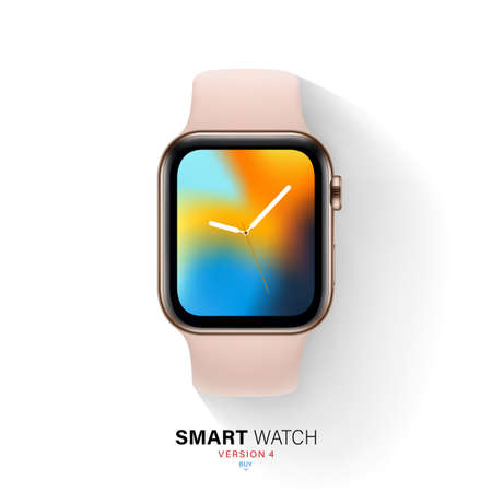 smart watch gold color steel case on white background. stock vector illustration eps10のイラスト素材