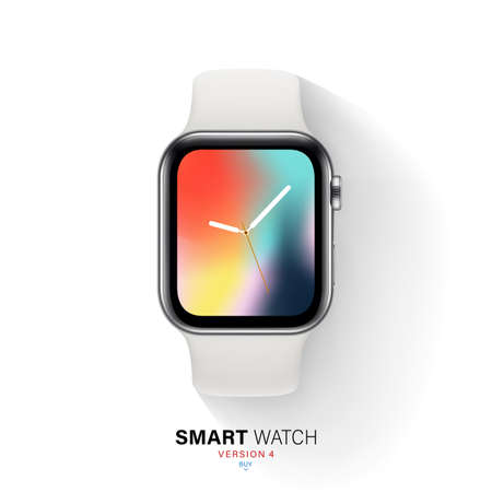 smart watch silver color steel case on white background. stock vector illustration eps10のイラスト素材