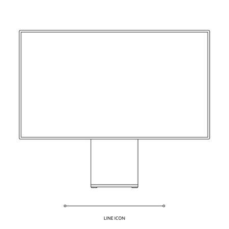 computer display icon in outline design isolated on white background. monitor symbol in thin line style. stock vector illustrationのイラスト素材