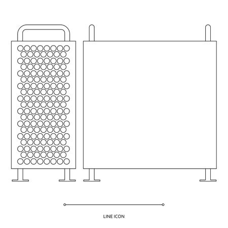 personal computer system unit icon in outline design isolated on white background. pc symbol in thin line style. stock vector illustrationのイラスト素材