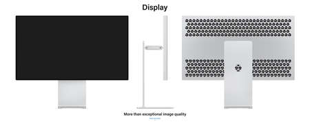 computer display with black screen saver for system unit isolated on white background. realistic and detailed monitor mockup on three sides. stock vector illustrationのイラスト素材