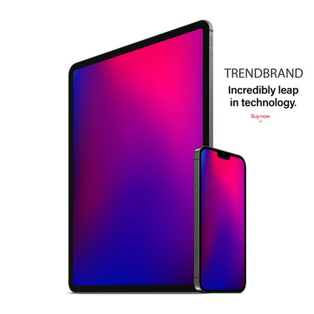 smartphone and tablet with colorful screen saver and shadow isolated on white background. realistic and detailed gadgets and devices mockup. stock vector 3d isometric illustrationのイラスト素材