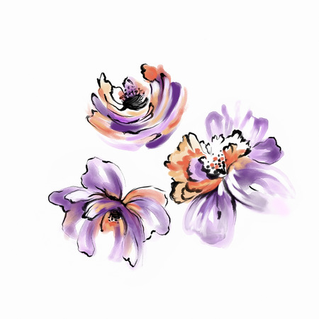 Watercolor Floral Illustrationの写真素材