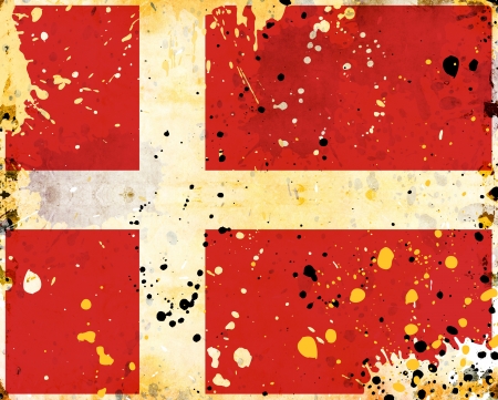 Grunge Dania flag with stains - flag seriesの写真素材
