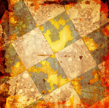 Grungy dotted chessboard background with stainsの写真素材