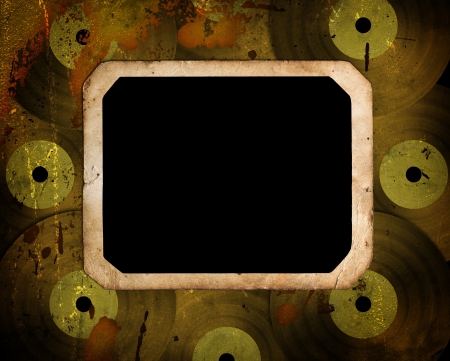 retro musical background with vinyl with place for textの写真素材