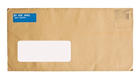 air mail envelope isolated on white backgroundの写真素材