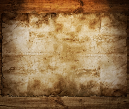 old paper on brown wood texture の写真素材