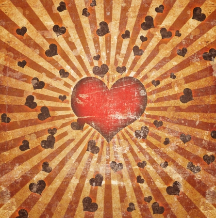 abstract grunge background with heartsの写真素材