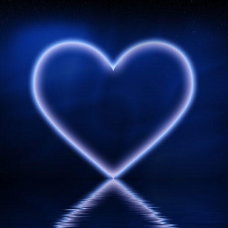 Heart on blue backgroundの写真素材
