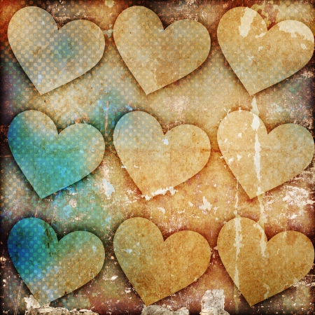hearts on grunge backgroundの写真素材
