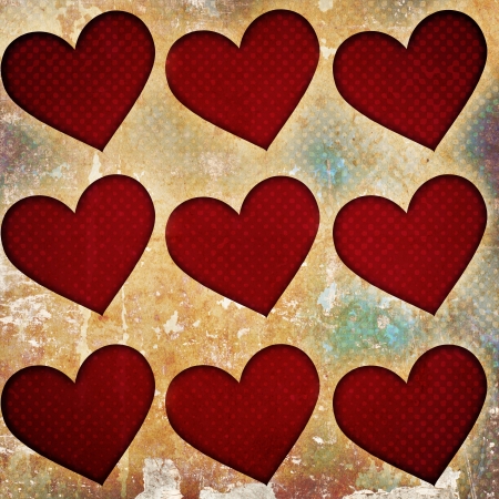 red hearts on grunge backgroundの写真素材