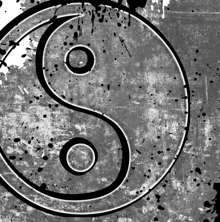 Yin yang symbol on grunge backgroundの写真素材