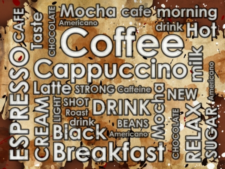 sorts of coffe with stains of coffeeの写真素材