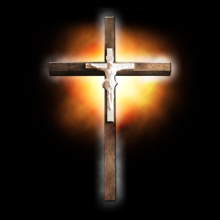 Cross on black backgroundの写真素材