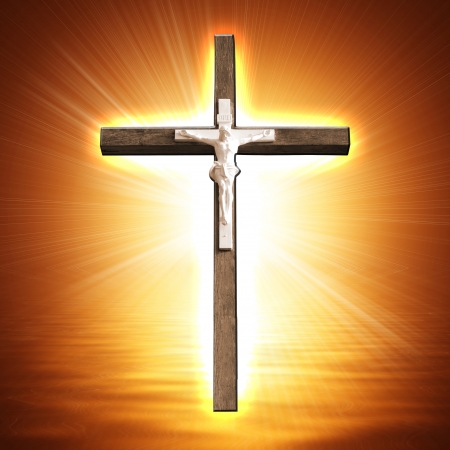 Cross on glowing backgroundの写真素材